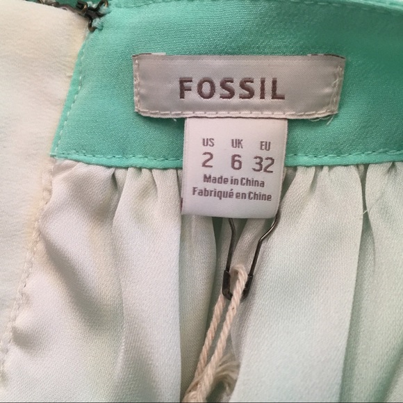 Fossil Daphne Mint & White Stripe Silk Skirt Sz 2 - Picture 3 of 6